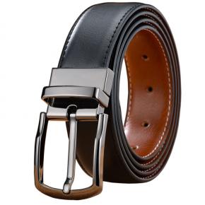 35mm wide double sides mens genuine leather formal belt