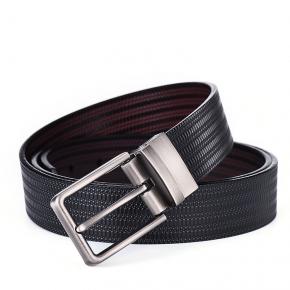 35mm wide embossed split leather belt with revolvable buckle